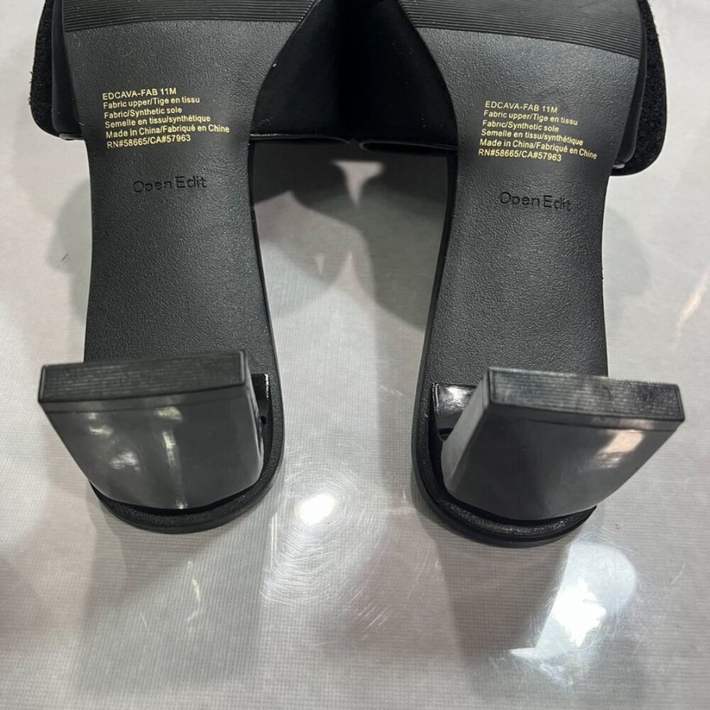 NEW Open Edit Cava Square Toe Mule Sandals Black Size 11 - Picture 11 of 12